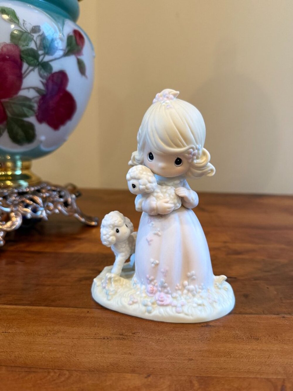 Precious Moments The Lord is my Shepherd figurine of girl holding lamb 1984